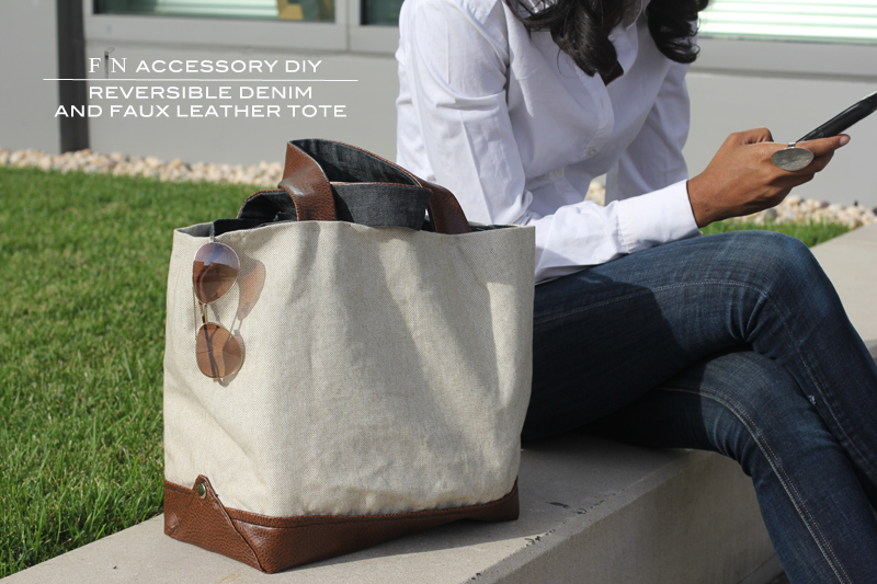 Frugal-nomics DIY: Reversible Denim, Leather, and Canvas Tote